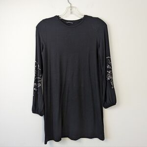 Women's LC Waikiki Black Sequined Long Sleeve Tunic Medium